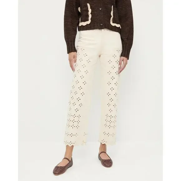 Loeffler Randall Demi Embroidered Pant Natural - Picture 9 of 9